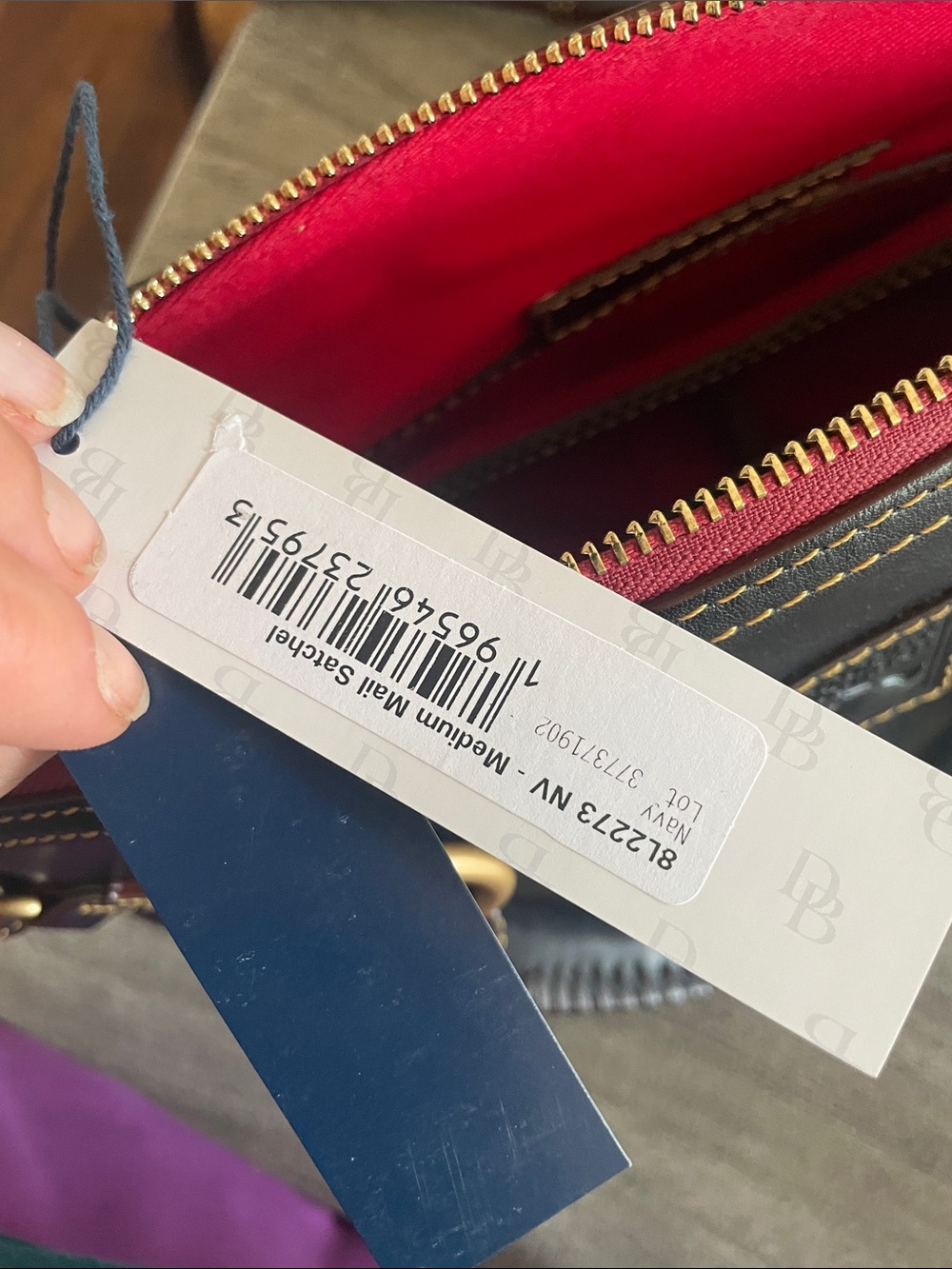 Dooney & bourke medium mail Florentine navy blue satchel bag NWT - Picture 7 of 7